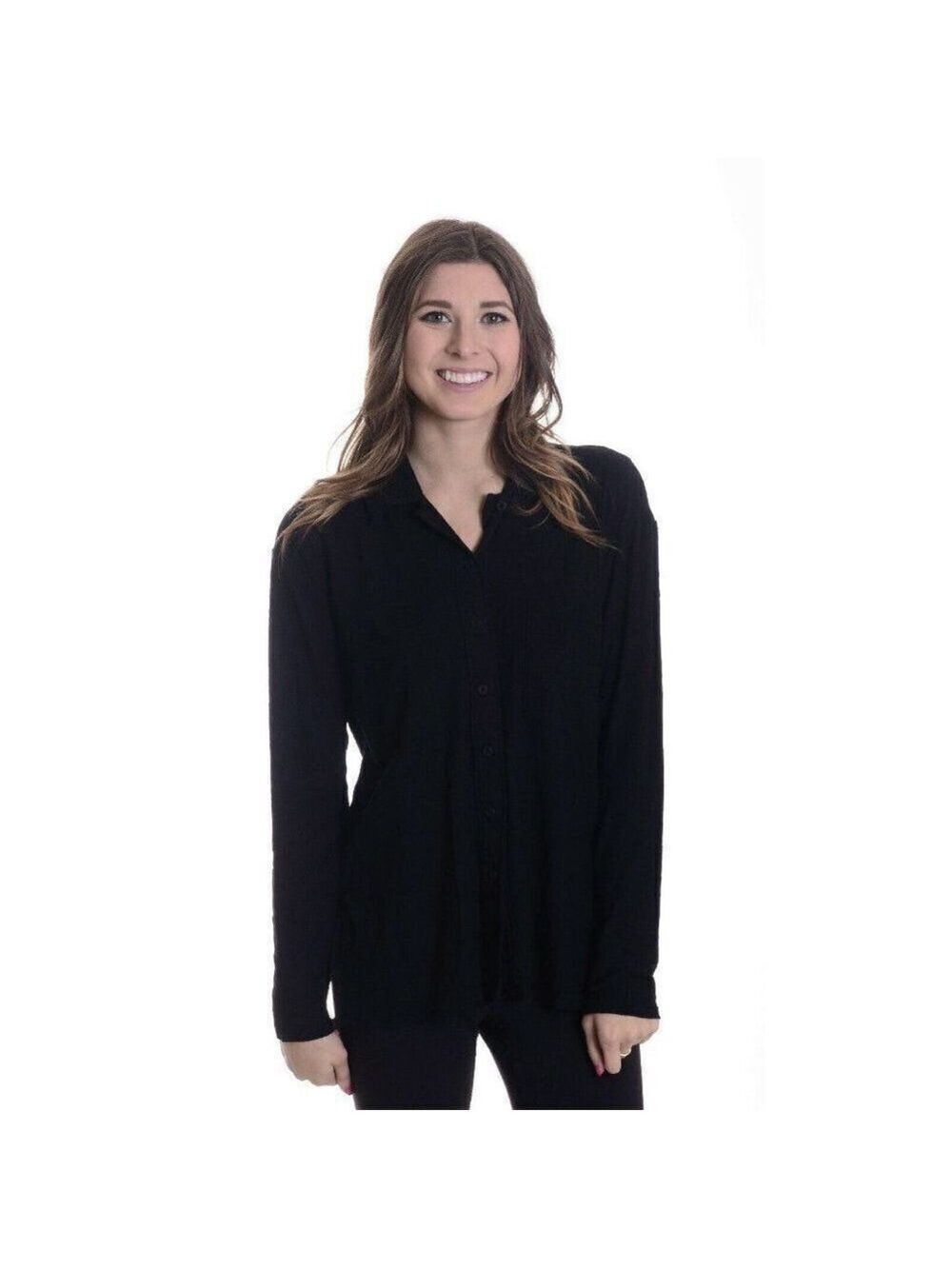 Michael Stars Black California Button Shirt